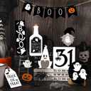 Jetec Halloween Tiered Tray Decorations Wooden Ghost Halloween Coffee Bar Decor Fall Tray Decor Set Farmhouse Rustic Boo Wooden Signs for Home Table Houseroom,12 Pcs