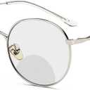 Fashion Round Bifocal Reading Glasses Men Sun Photochromic Metal Frame Transition Presbyopia Female