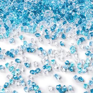 DomeStar 4200PCS Fake Ice Rocks, Mini Fake Clear and Blue Acrylic Crushed Ice Rocks for DIY Craft Wedding Vase Fillers