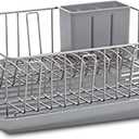 Farberware Classic 3-Piece Dish Drying Rack Set for Kitchen Counter, Gray - Rust-Resistant Wires, Self-Draining Board, Flatware Caddy, Non-Slip Feet