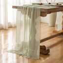 2 x Keketoarrange Sage Green Spring Table Runner Cheesecloth 120 Inch 10 FT Rustic Boho Cheese Cloth Runner for Wedding Baby Shower Bridal Shower Sheer Gauze Centerpiece Spring Summer Home Decorations