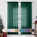 Aiyufeng Hunter Green Sheer Curtain Drapes 84 Inch Length 2 Panels for Living Room, Light Filtering Voile Green Drapes for Bedroom, Patio, Sliding Door, Each 40" W x 84" L
