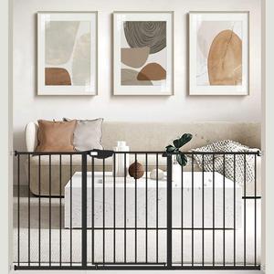 WAOWAO Triple Lock Baby Gate Extra Wide 62.59-67.32" Pressure Mounted Walk Through Swing Auto Close Safety Black Metal Dog Pet Puppy Cat for Stairs,Doorways,Kitchen, Black, 62.59-67.32"/159-171cm