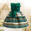 CMMCHAAH Flower Girl Wedding Dress Christmas Clothes Pageant Toddler Birthday Party Striped Printed Dresses (4055 Green,100)