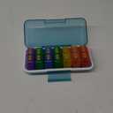 Weekly Pill Organizer 2 Times a Day, Moisture-Proof, Detachable Compartments, AM PM Pill Box 2X 7 Day, Travel Pill Organizer for Pills/Fish Oil/Medication/Vitamin/Supplements (Blue + Colorful)