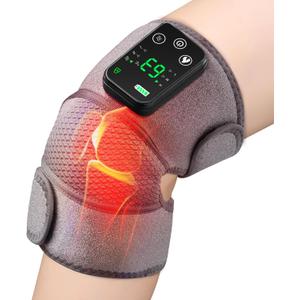 Knee Massager with Heat, Cordless Knee Heating Pad with Massager, 3 Heat & 3 Vibration Levels, Heating Pad for Knee, Knee Relief Wrap for Knee, Shoulder & Elbow, Adjustable for Joint Comfort