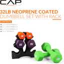 CAP Color Series Neoprene Dumbbell Set with Rack, Multicolor, 32 lb