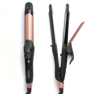 Hair Curling Iron 2-in-1 Dual Voltage Curling Iron,(100V~250V) Dual Voltage Hair Straightener Travel Curling Iron European Flat Iron