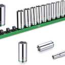 SK 3/8" Drive Socket Set, Deep Metric Sockets, 13-Piece 10-22mm, SuperKrome Finish, Premium CR-V Construction, with Aluminum Socket Organizer