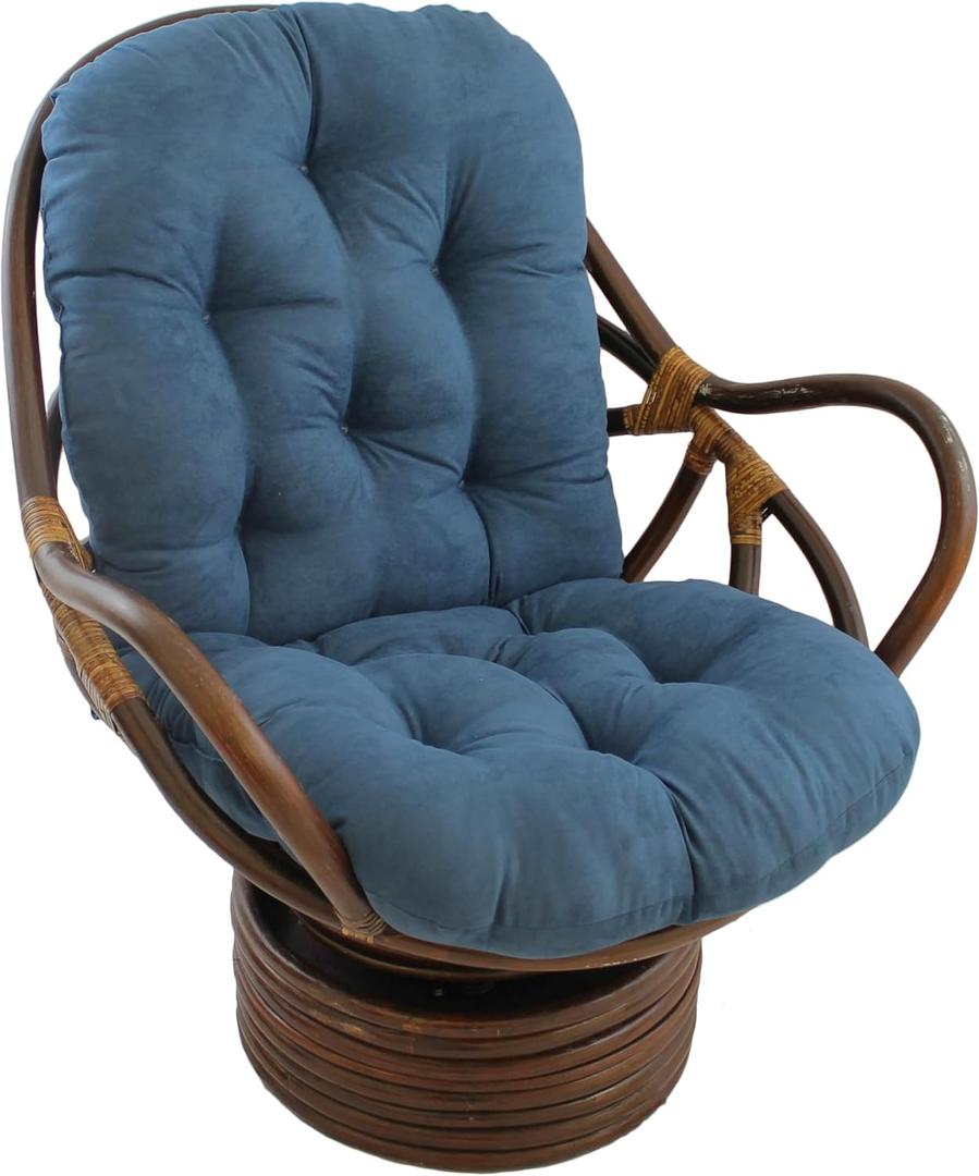 Blazing Needles Microsuede Tufted High Back Chair Cushion, 1 Count (Pack of 1), Indigo