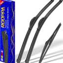 3 wipers Replacement for 2001-2005 Toyota Rav4/2001-2007 Toyota Highlander, Windshield Wiper Blades Original Equipment Replacement - 22"/19"/12" (Set of 3) U/J HOOK