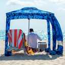 AMMSUN Beach Cabana, 6.2'6.2' Beach Canopy, Easy Set up and Take Down, Cabana Tent with Sand Pockets, Instant Sun Shade with Side Wall, Blue Paint (Coral Tropical)