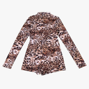 Leopard Print Romper Women Autumn Trend Long Sleeve O-Neck Skinny Stretch Streetwear Sexy Playsuits, Size XL