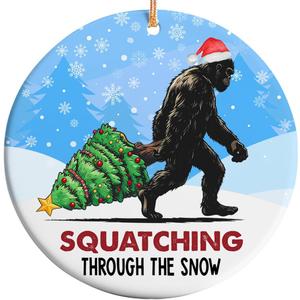 2025 Christmas Ornament  Funny Bigfoot Squatching Through The Snow Ornament, Sasquatch Lover Holiday Gag Xmas Tree Decoration