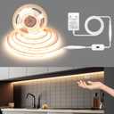 COB Tira de luces LED, tira de luz LED ultra brillante de 16.4 pies, tira de luz COB blanca clida regulable de 24 V de 3000 K, activada por ondas de mano, cinta LED para bricolaje, TV, gabinete,