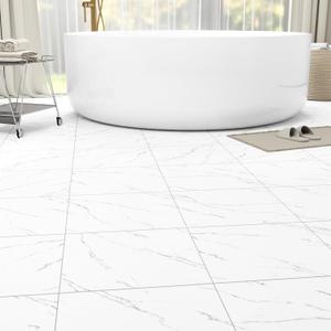 40-Pack Peel & Stick Floor Tiles 12 x 12 inch Vinyl Floor Self Adhesive Waterproof Flooring Planks DIY for Bathroom, Kitchen, Living Room, RV, Cover 40 Sq. Ft, White Vein Marble