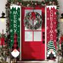 Ivenf Christmas Decorations Outdoor Yard: Cute Red Green Gnome Tomte Front Porch Sign Door Banner, Hanging Merry Christmas Decorations for Home, Indoor Outdoor Xmas Decor Wall Front Door Yard Garage