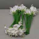 Crowye 100 Pcs Calla Lily Artificial Flowers Bulk 14 Inch Real to Touch Calla Lily Bridal Wedding Bouquet Faux Artificial Flower for DIY Wedding Bridal Centerpiece Party Decor (White)