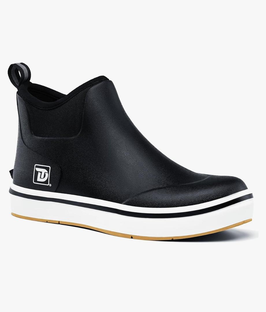 Trudave Mens Deck Boots, Waterproof Rubber Fishing Rain Boots, Anti-slip Short Ankle Shoes for Outdoor Fishing, Boating, Size 7M