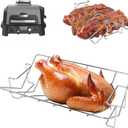 KEESHA Roasting Rib Rack for Ninja Smoker OG900 OG800 Series, 2-in-1 304 Stainless Steel Universal Turkey Rack for Grills, Smokers & Ovens - Compatible with Weber, Charbroil, Traeger and More