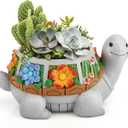 LESES Succulent Plant Pots, Turtle Planter Flower Pots with Drainage Hole, Cute Planting Pots for Cactus, Succulent Planters for Indoor Plants Home Office Garden Flower Pot Gifts for Plants Lover