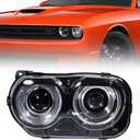 Headlight Assembly Compatible with Dodge Challenger [ Halogen Model ] 2015 2016 2017 2018 2019 2020 2021 Headlamp with Black Housing Replacement Left Driver Side (LH) 68174065AG CH2502267
