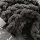 Carriediosa Chunky Knit Throw Blanket 50" X 60", 100% Hand Made Large Chenille Loop Yarn Soft Fluffy Throws for Couch Sofa Bed, Big Crochet Cozy Heavy Thick Cable Woven Blankets, Dark Grey