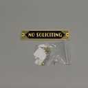 Brass No Soliciting Sign 6.5" for Home/Office, Brushed Matte Brass Finish, Hidden Screws and Nanotape Adhesive, Classic Design for Front Door, House, Business, Wall Decor, Doorbells - Rectangle