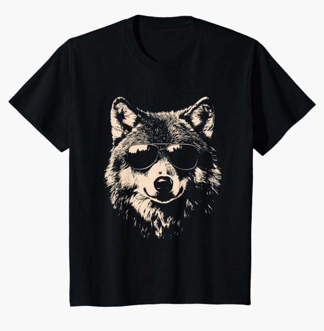 Funny Wolf Cool Rock and Roll Graphic T-Shirt. small youth
