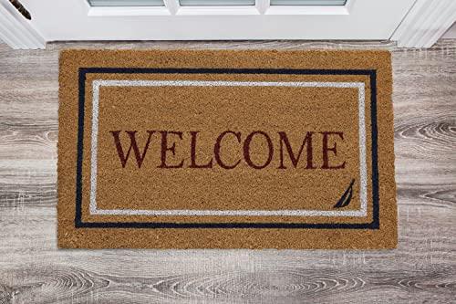 Nautica Heavy Duty Coir Doormat | Outdoor Home Décor | 18’x30’ | Absorbent, Fade Resistant & Pet Friendly, 18x30, Red Welcome