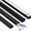 ZhiYo Large Capacity Wire Hiders for TV on Wall for 2-4 Cords, 63in (4xL15.8in) PVC Cable Cover with Adhesive Tape, Snap and Lock Design for Wall Mounted TV, Black Cord Covers for Wires on Wall