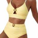 Herseas Womens 2 Piece Bikini Sets High Waisted Metal Ring Textured Swimsuit 2026 Summer Bathing Suits Beach Swimwear, M
