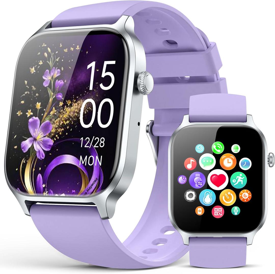 Smart Watches for Women Men, Fitness Tracker Watch with 110 Sports Modes, Step Counter/Sleep Monitor/Pedometer, IP68 Waterproof, Bluetooth Call & Music Control Smartwatch for iPhone/Android,Pueple (Purple)