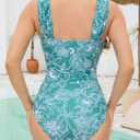 One Piece Bathing Suit for Women Tummy Control Swimsuits Square Neck Ruched Modest Swimwear (Green, M)