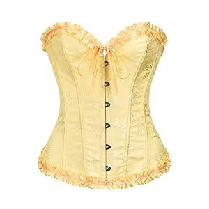 Vrapo Overbust Corset Top for Women - Yellow - Size 6XL