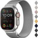 Original Metal Milanese Loop Compatible with Apple Watch Band 49mm 46mm 45mm 44mm 42mm 41mm 40mm 38mm Men and Women, Magnetic Clasp Replacement Strap for iWatch Series 10, Ultra 2, SE 9 8 7 6 5 4 (Natural)