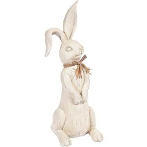 Fun Express 15.5 Inch Tall Rustic Easter Rabbit Figurine - Premium Farmhouse Easter Decorations for Home | White Bunny Statue for Spring Decor, Table Centerpiece & Mantel Display