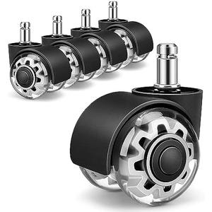 Office Chair Wheels,Set of 5 Replacement Wheels for All Hardwood and Carpet Floors,Heavy Duty Rollerblade Style Computer Desk Gaming Home Chair Casters Wheels,Universal Size(Silver 11x22mm)