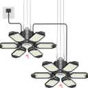 Plug in Garage Light with Motion Sensor - Ultra Bright 200W 20000LM Motion Activated Shop Light with 3 Mode, 6 Deformable LED Panel, Indoor Motion Light Bulb for Garage, Workshop (2 Pack)