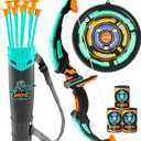 JOYIN Kids Bow and Arrow Set, LED Light Up Archery Toy Set with 9 Suction Cup Arrows, Target & Arrow Case, Indoor and Outdoor Hunting Play Gift Toys for Kids, Boys & Girls Ages 6-12 (Aqua Blue)