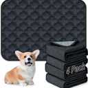FunFurry Washable Pee Pads for Dogs - 4 Pack Reusable Pee PadsWaterproof Puppy PadsPet Training PadsSuper Absorbent with Dog Paw Shape Non-Slip Backing (Dark Grey, 18" X 24" - 4 Pack)