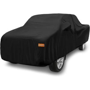 X AUTOHAUX Pickup Truck Car Cover for Toyota Tacoma Crew Cab Pickup 4 Door 6.1 Feet Bed 05-21 Outdoor Waterproof Sun Rain Dust Wind Snow Protection 190T PU with Driver Door Zipper Black