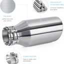 2.5 to 3.5 Inch Exhaust Tip 2.5"Inlet to 3.5"Outlet Exhaust Tips 6.7" Length Muffler Tip 304 Stainless Steel Tailpipe Diesel Exhaust Tip Double Wall Polished Slant Cut Clamp On (Sliver)
