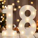 LED 18 Marquee Number Lights, Warm White Decorative LED Light Up Numbers, Battery Operated, for Girls Boys 18th Birthday Party, Graduation, Gifts, Anniversary, Wedding, Home, Bar Decor