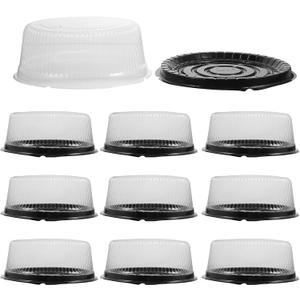Luxshiny 9 pcs 8inch Disposable Cake Containers, Plastic Cake Carrier with Dome Lids and Cake Boards Clear Disposable Cake Holder for Transporting Storing Displaying