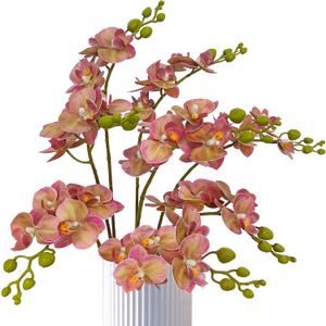 ATFL 8 Pack Pink and Green Orchid Artificial Flowers Real Touch, 22'' Artificial Fake Faux Silk Orchid Stem Bouquets for Wedding Party Home Garden Decor,Orquideas Artificiales para Decora ATFL 8 Pack Pink and Green Orchid Artificial Flowers Real Touch, 22'' Artificial Fake Faux Silk Orchid Stem Bouquets for Wedding Party Home Garden Decor,Orquideas Artificiales para Decora
