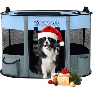 Foldable Dog Cat Playpen, Portable Dog Crate for Puppies, Cat, Puppy Play Pen for Indoors, Kennel Tent Crate for Indoor Outdoor Travel Camping Use with Carrying Case (Blue, M)