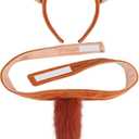 Horse Ears Headband and Tail Set, Chipmunk Ears Headband, Animal Cosplay Costume Accessories, Perfect for Halloween, Christmas, Forest and Zoo Theme Parties, Dress-Up and Roleplay