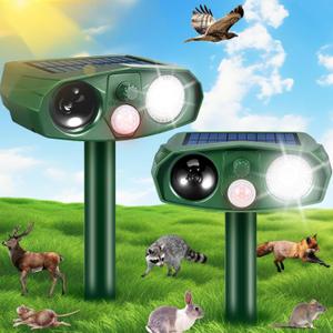 2Pack Ultrasonic Cat Repellent Outdoor Solar Animal Repellent with Motion Detection&Flash Light Animal Deterrent Devices Deer Repellent Devices to Scare Raccoon Rabbit Skunk Repellent for Yard