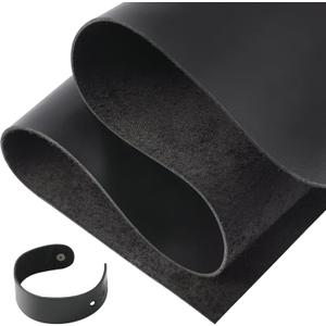 RingSun Genuine Leather Sheets for Leather Craft (2mm), Full Grain Leather for Tooling Craft Sewing(12''X24'', Black)